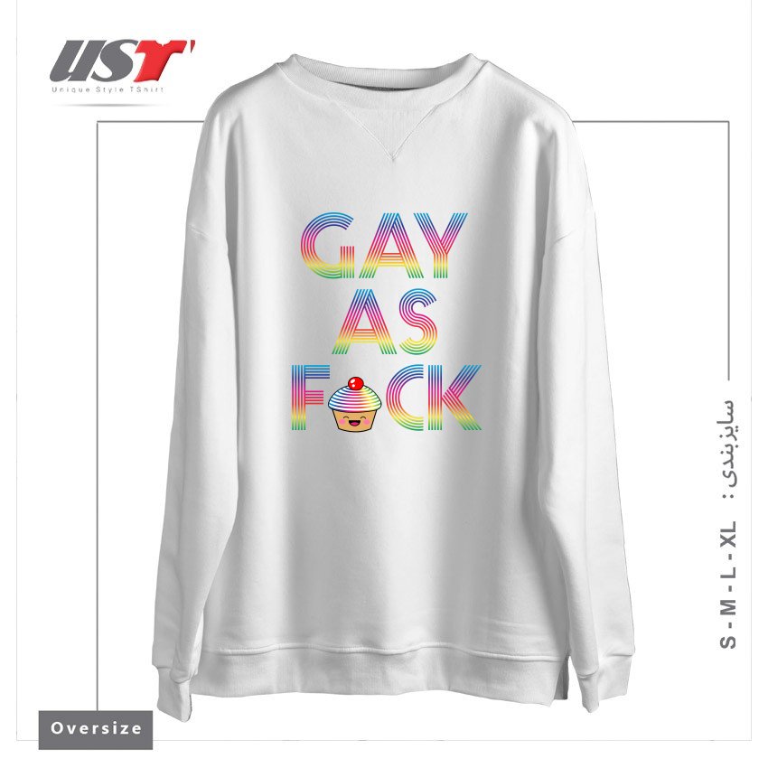 طرح GAY AS FCK سوییشرت اورسایزرنگ سفید