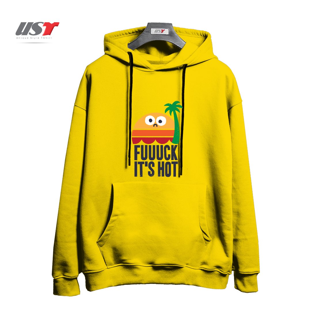 طرح HEATED RHETORIC هودی اورسایزرنگ زرد