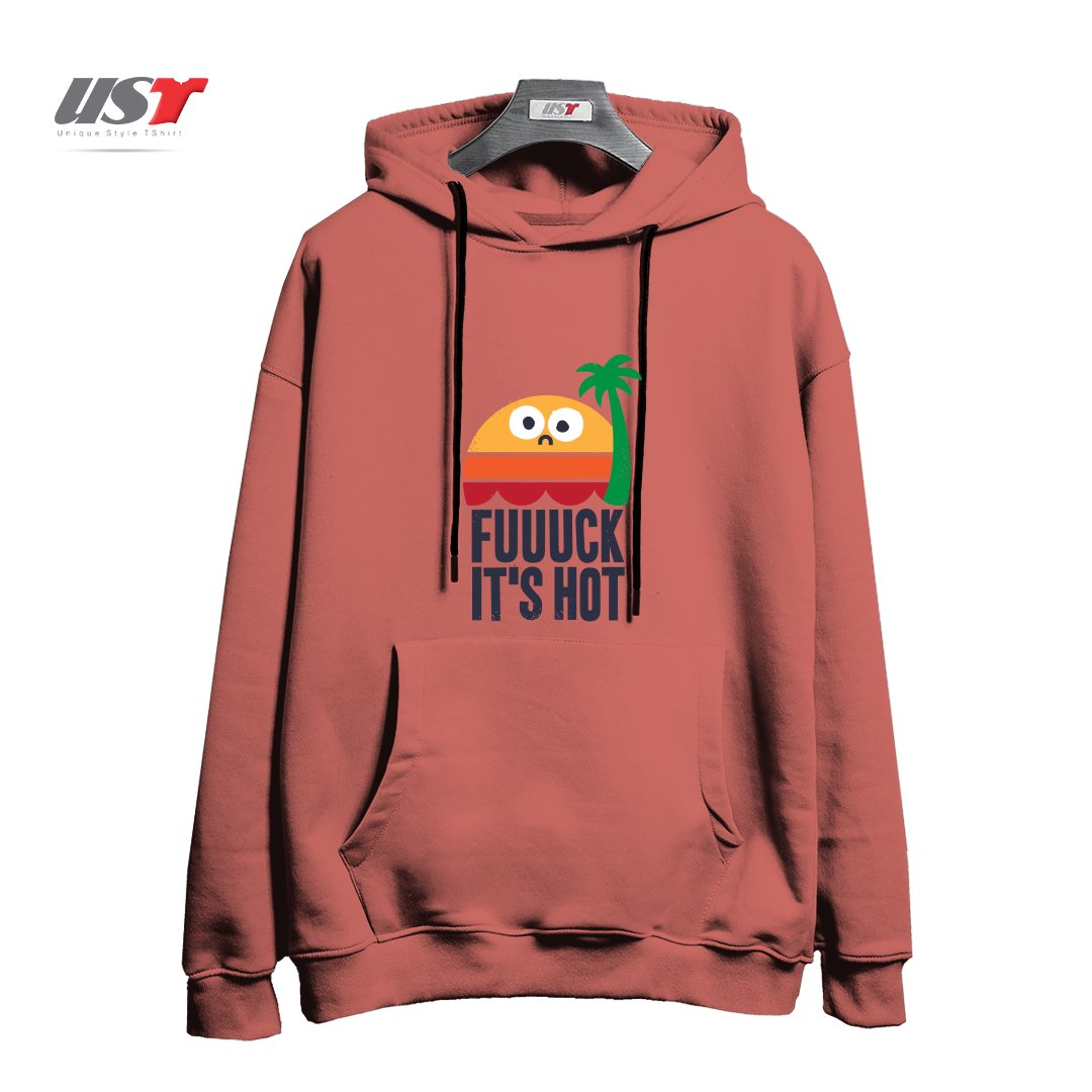 طرح HEATED RHETORIC هودی اورسایزرنگ آجری