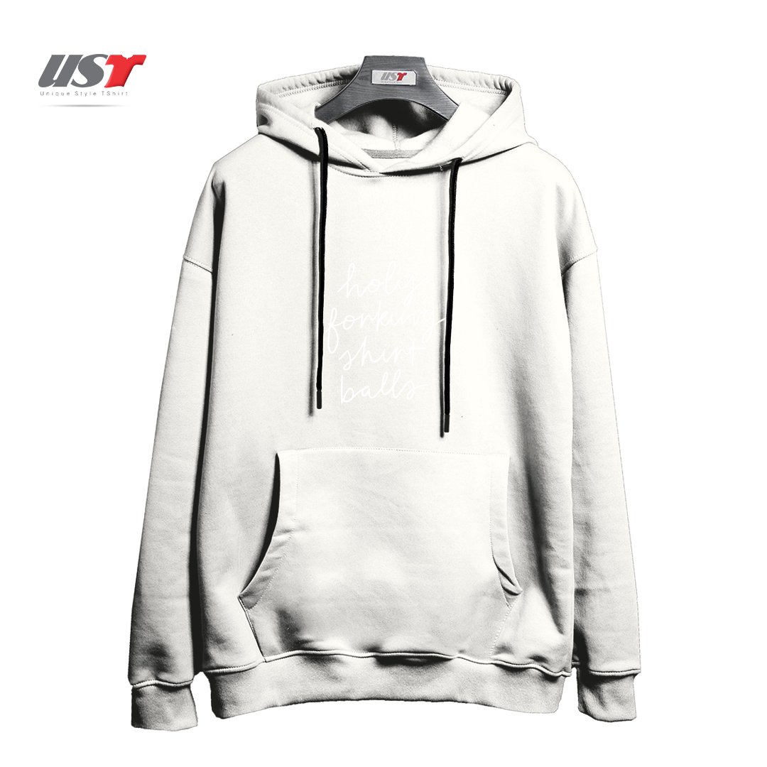 طرح HOLY FORKING SHIRT BALLS هودی اورسایزرنگ سفید