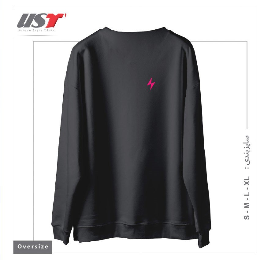 طرح ELECTRIC BOLT - POCKET TEE - ELECTRIC PINK سوییشرت اورسایزرنگ دودی