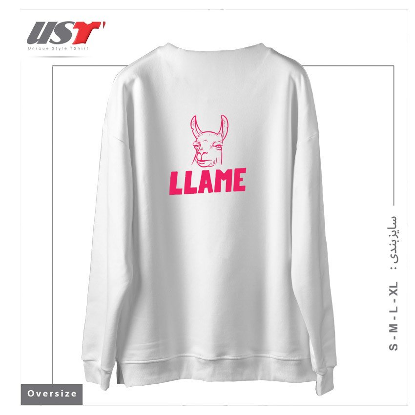 طرح LLAME سوییشرت اورسایزرنگ سفید