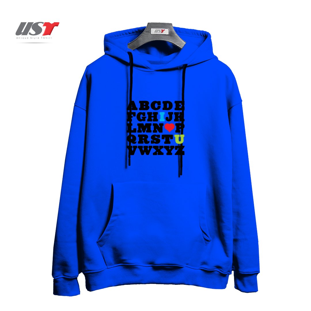 طرح LOVE YOUR FELLOW AS YOURSELF هودی اورسایزرنگ آبی شالی