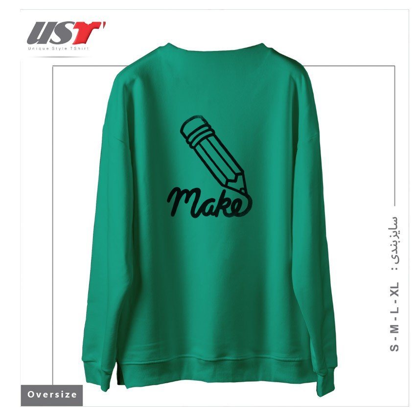 طرح MAKE  ALEX SOLIS DTG سوییشرت اورسایزرنگ سبز سدری