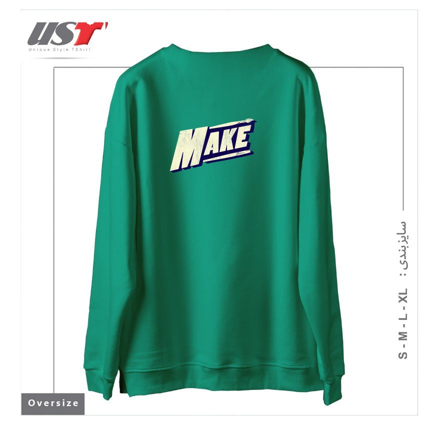 طرح MAKE  DAN ELIJAH FAJARDO  DTG سوییشرت اورسایزرنگ سبز سدری