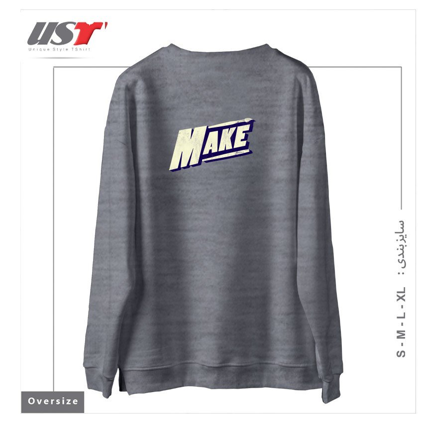 طرح MAKE  DAN ELIJAH FAJARDO  DTG سوییشرت اورسایزرنگ طوسی ملانژ