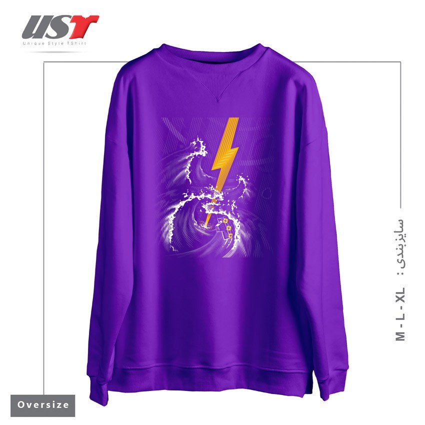 سوییشرت اورسایز طرح ELECTRIC GUITAR STORM