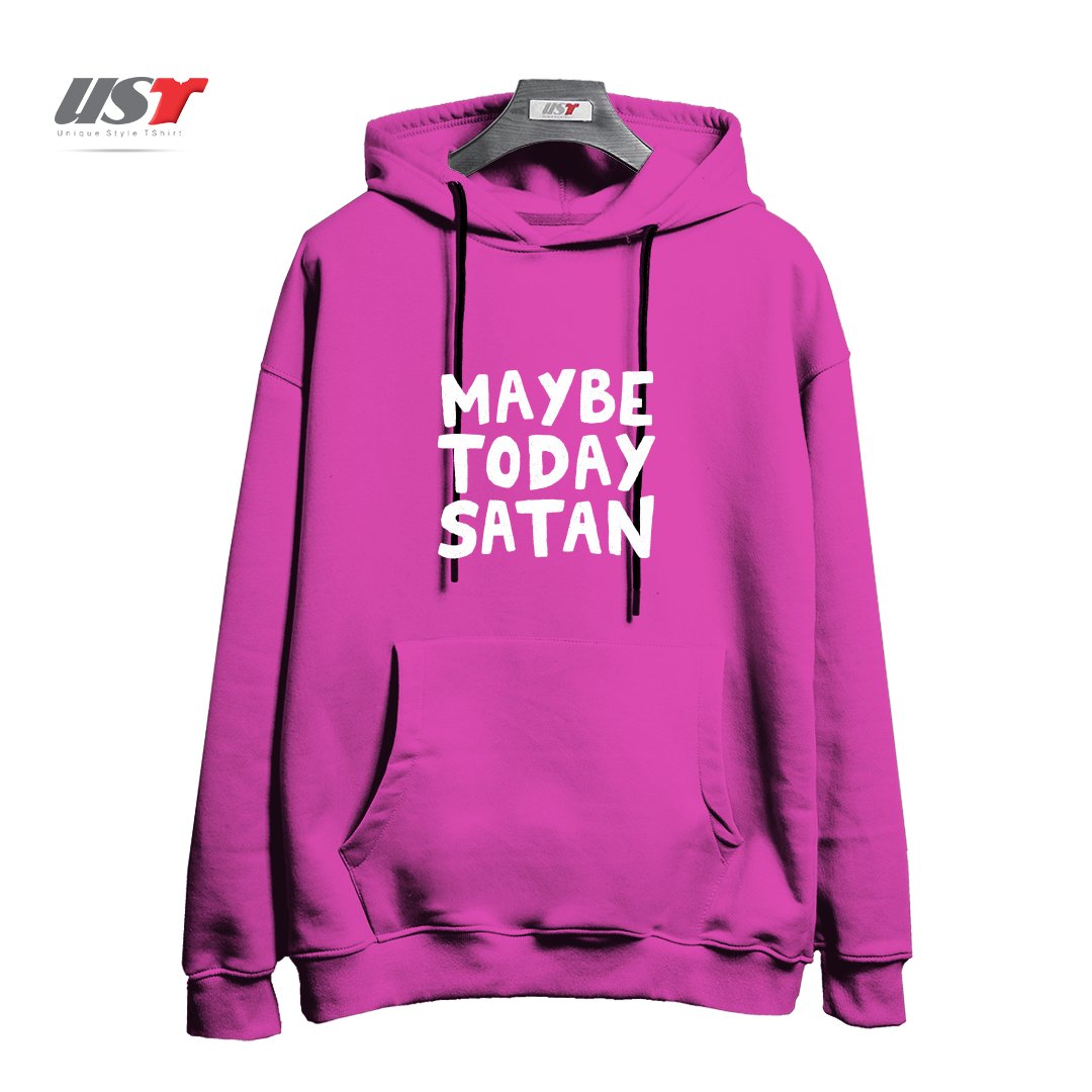 طرح MAYBE TODAY SATAN هودی اورسایزرنگ صورتی