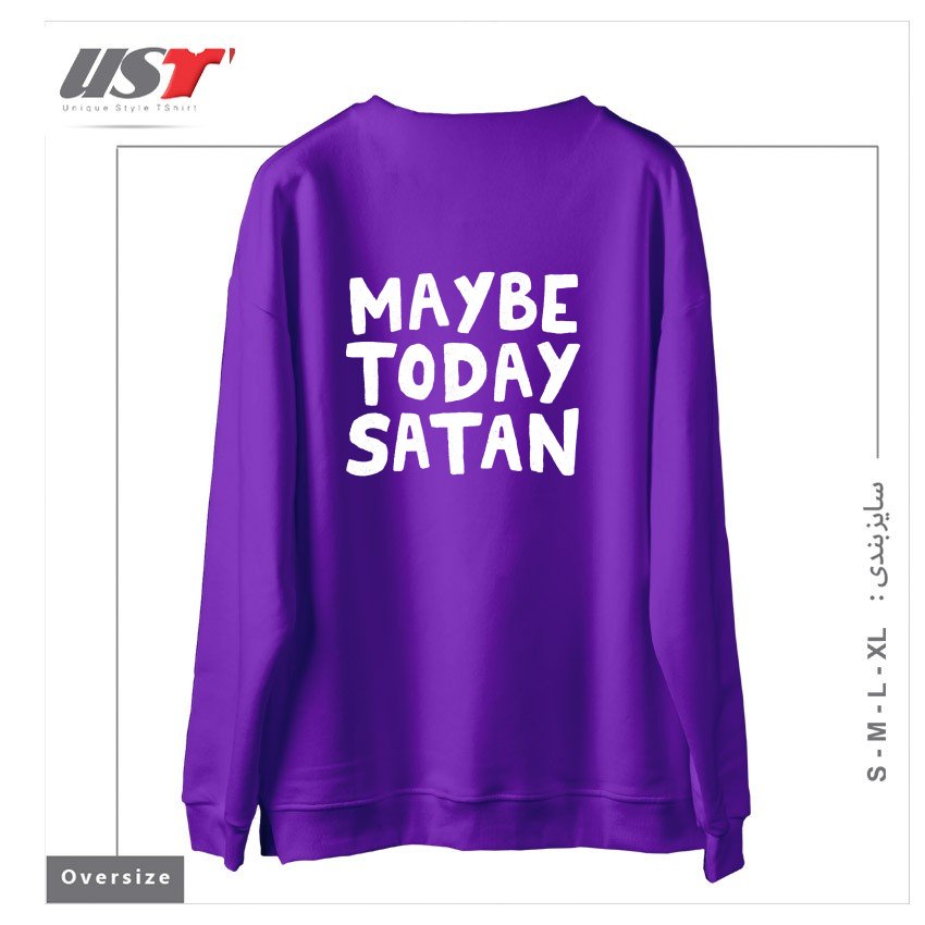 طرح MAYBE TODAY SATAN سوییشرت اورسایزرنگ بنفش