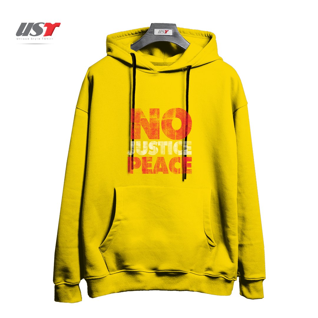 طرح NO JUSTICE NO PEACE هودی اورسایزرنگ زرد