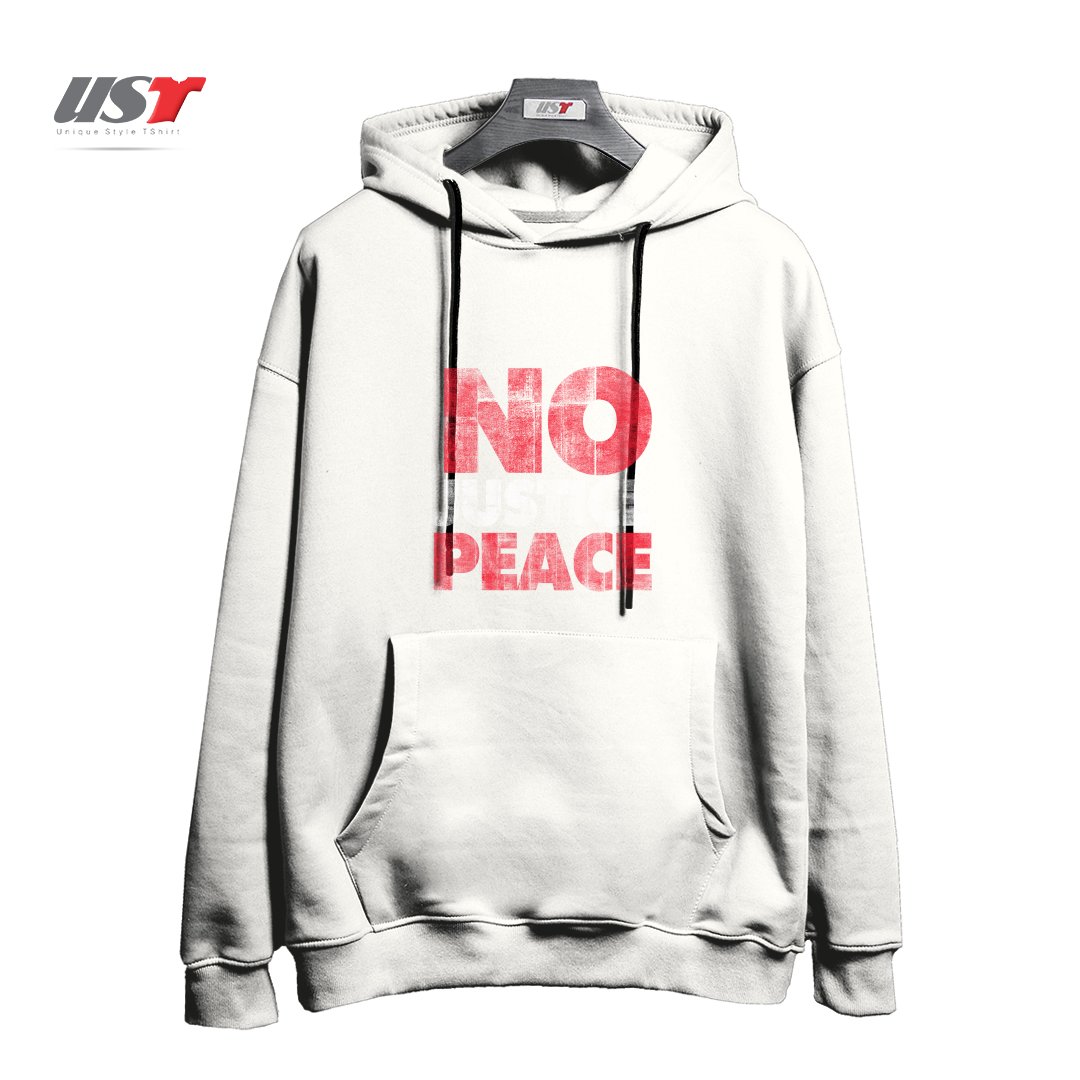 طرح NO JUSTICE NO PEACE هودی اورسایزرنگ سفید