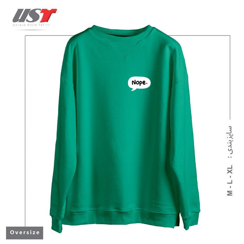 طرح NOPE COMICS SPEECH BALLOON DIALOG BOX سوییشرت اورسایزرنگ سبز سدری