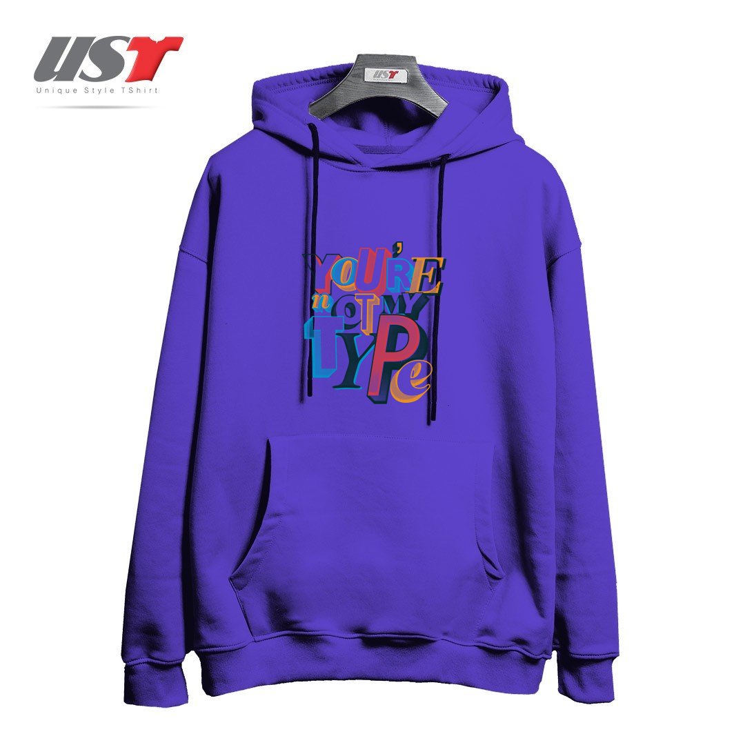 طرح NOT MY TYPE هودی اورسایزرنگ بنفش