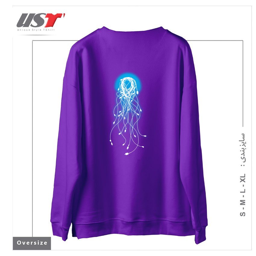 طرح ELECTRIC JELLYFISH سوییشرت اورسایزرنگ بنفش