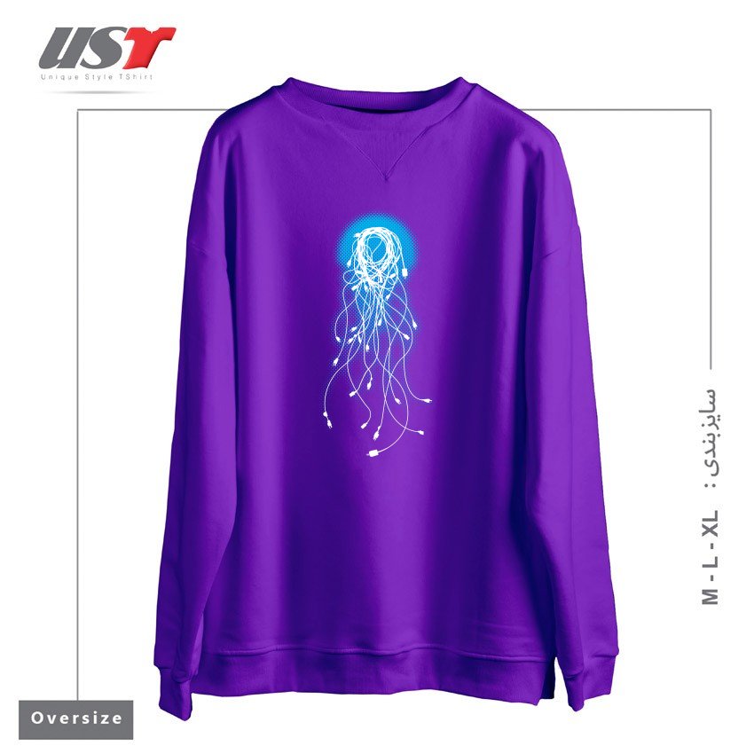 سوییشرت اورسایز طرح ELECTRIC JELLYFISH
