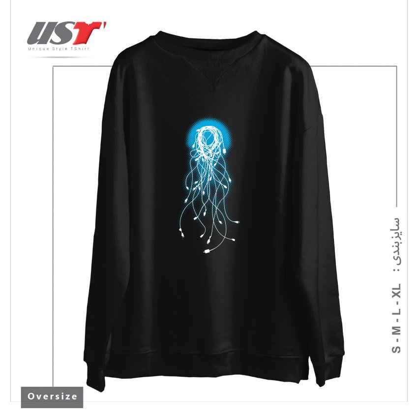 سوییشرت اورسایز طرح ELECTRIC JELLYFISH
