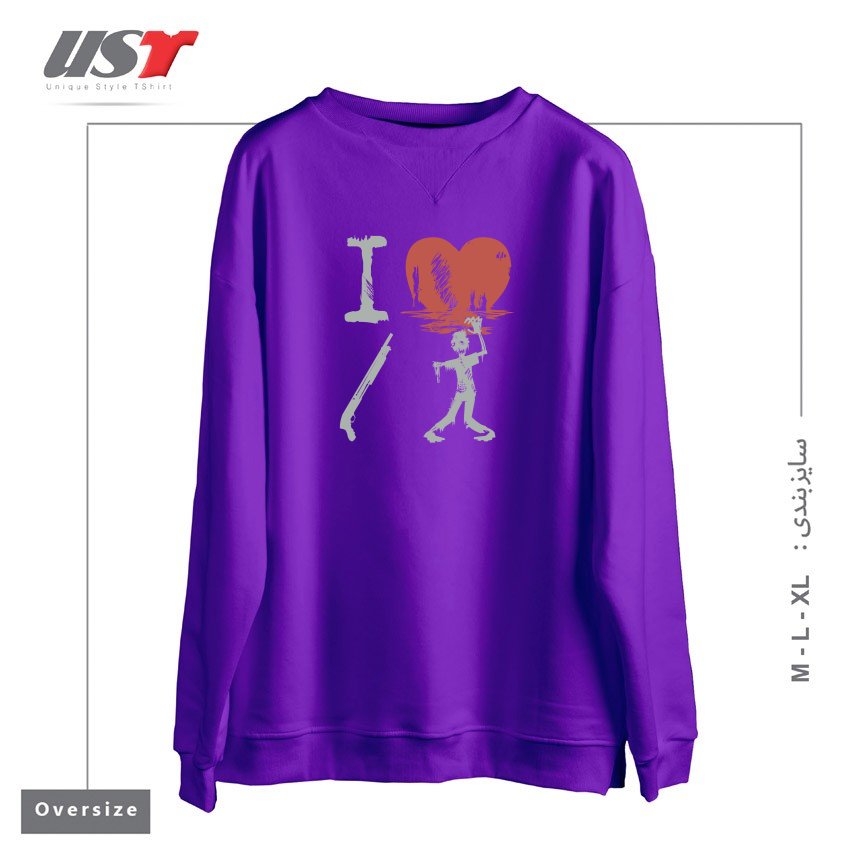 طرح OF THE DEAD سوییشرت اورسایزرنگ بنفش