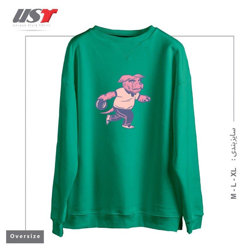 طرح ALLEY DOG سوییشرت اورسایزرنگ سبز سدری