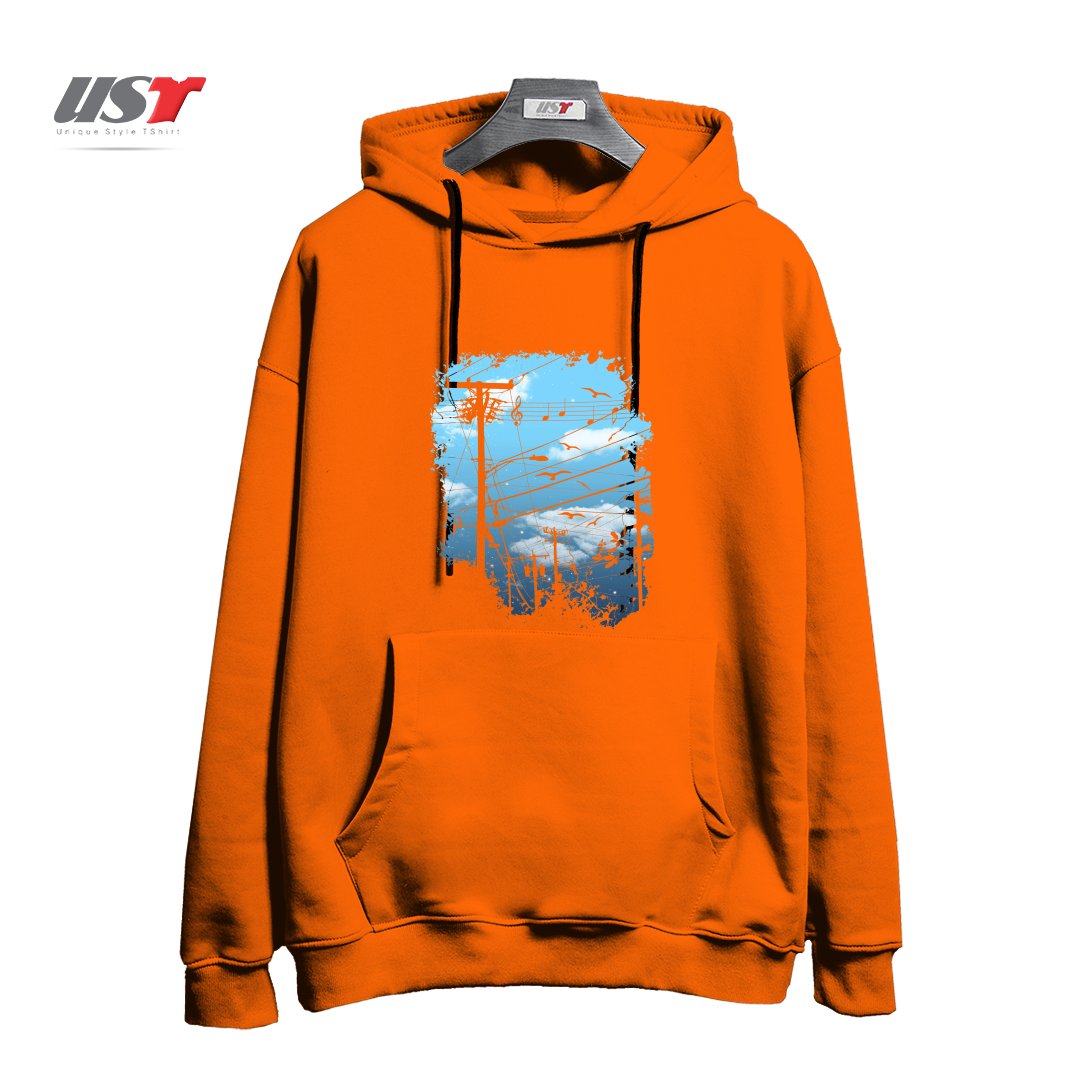 طرح ELECTRIC MUSIC CITY هودی اورسایزرنگ نارنجی