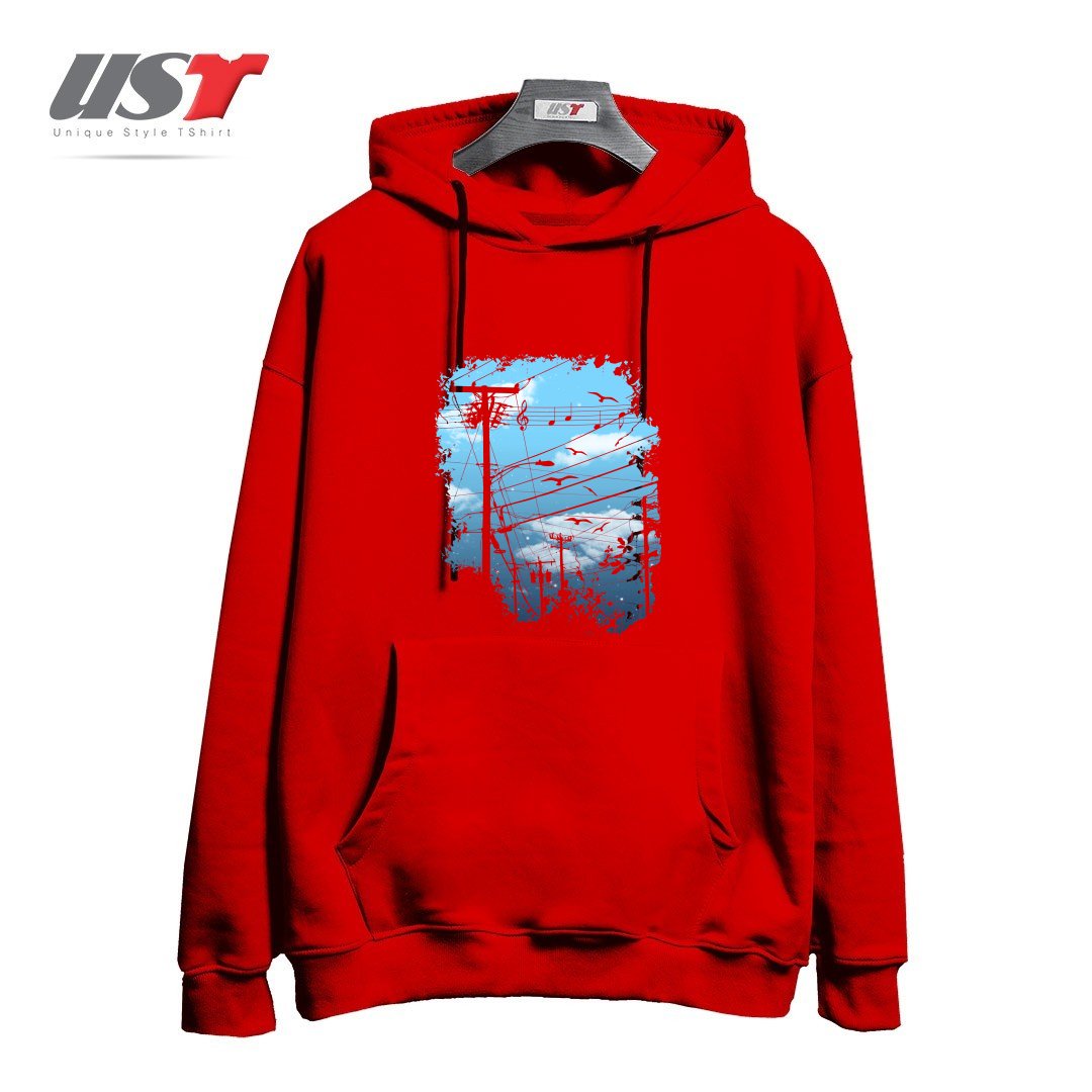 طرح ELECTRIC MUSIC CITY هودی اورسایزرنگ قرمز