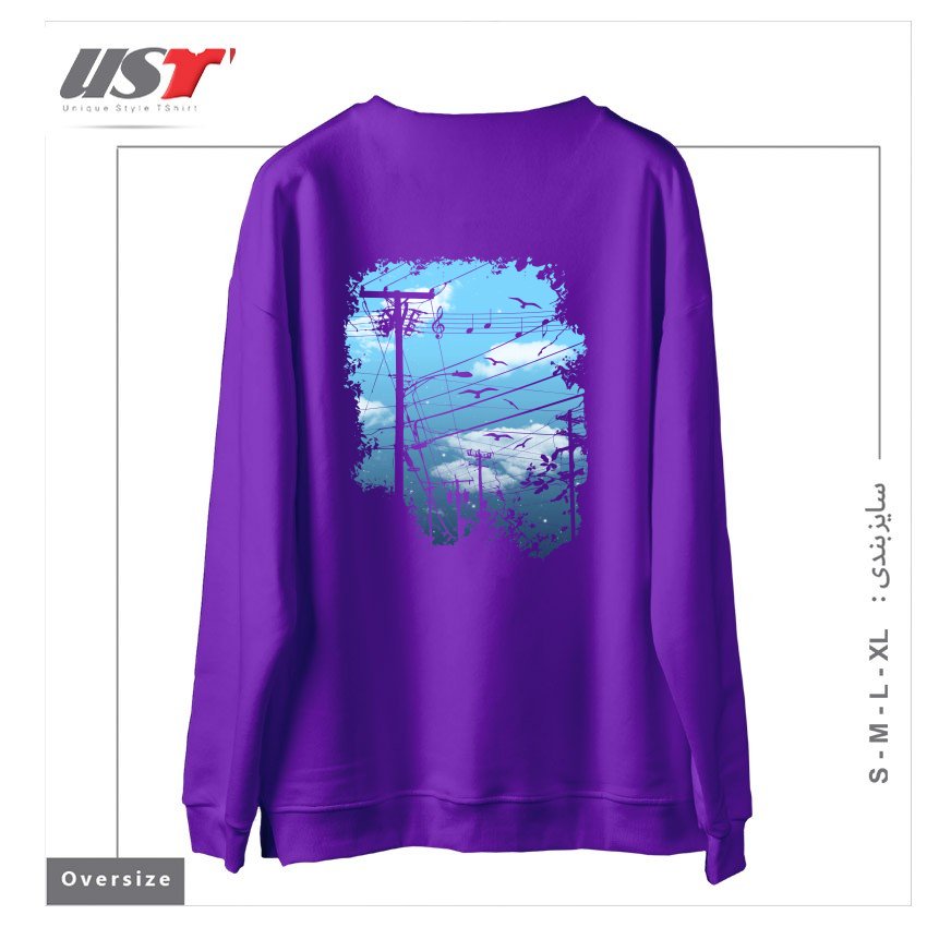 طرح ELECTRIC MUSIC CITY سوییشرت اورسایزرنگ بنفش