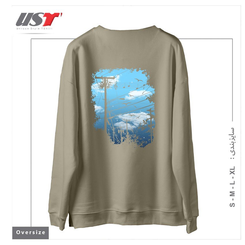 طرح ELECTRIC MUSIC CITY سوییشرت اورسایزرنگ نخودی