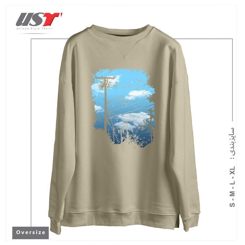 طرح ELECTRIC MUSIC CITY سوییشرت اورسایزرنگ نخودی