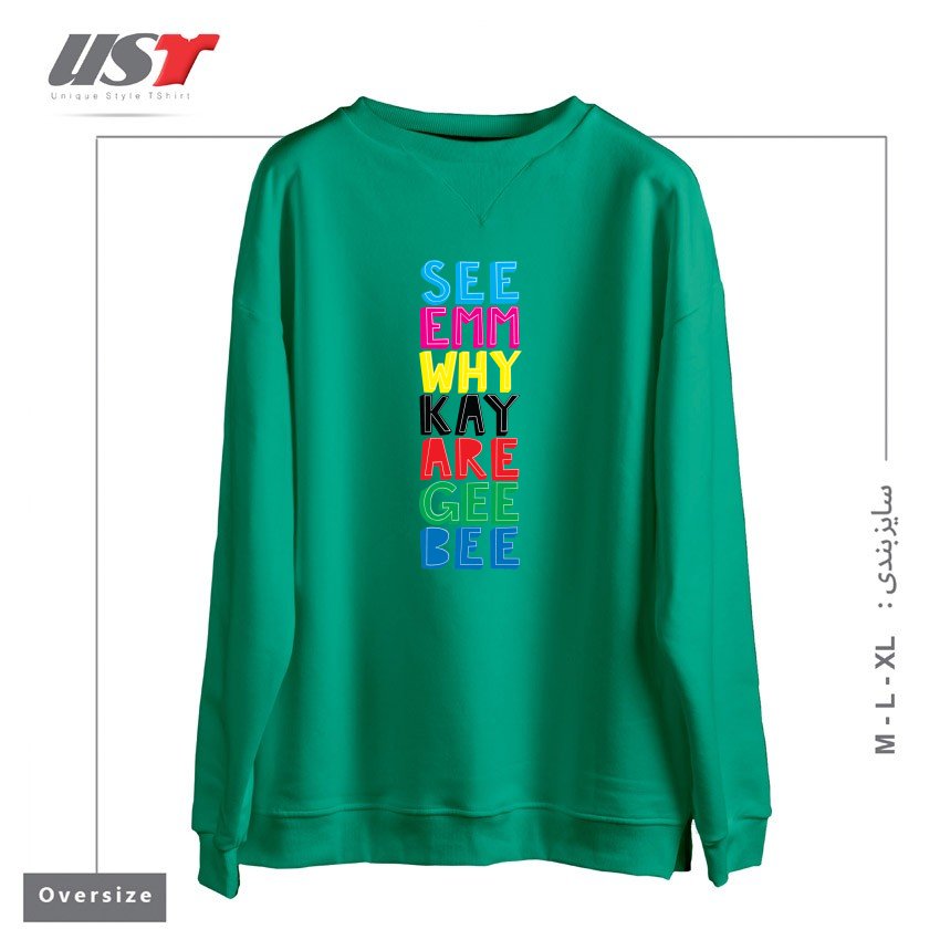 طرح THE SOUND OF COLOUR! سوییشرت اورسایزرنگ سبز سدری