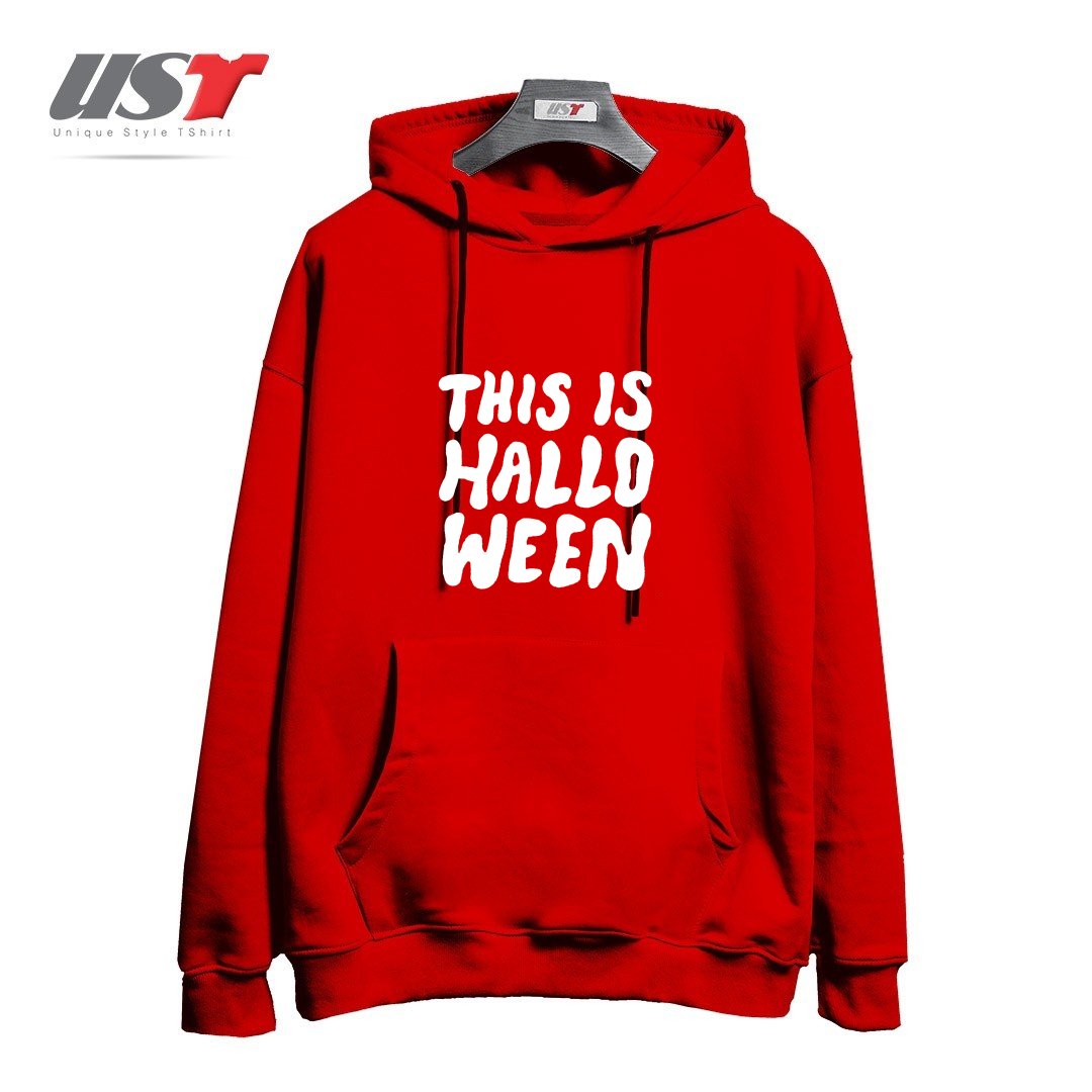 طرح THIS IS HALLOWEEN هودی اورسایزرنگ قرمز