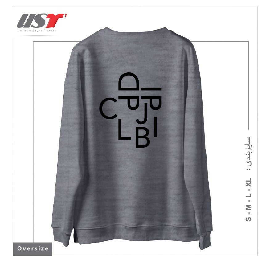 طرح TYPE FACE سوییشرت اورسایزرنگ طوسی ملانژ