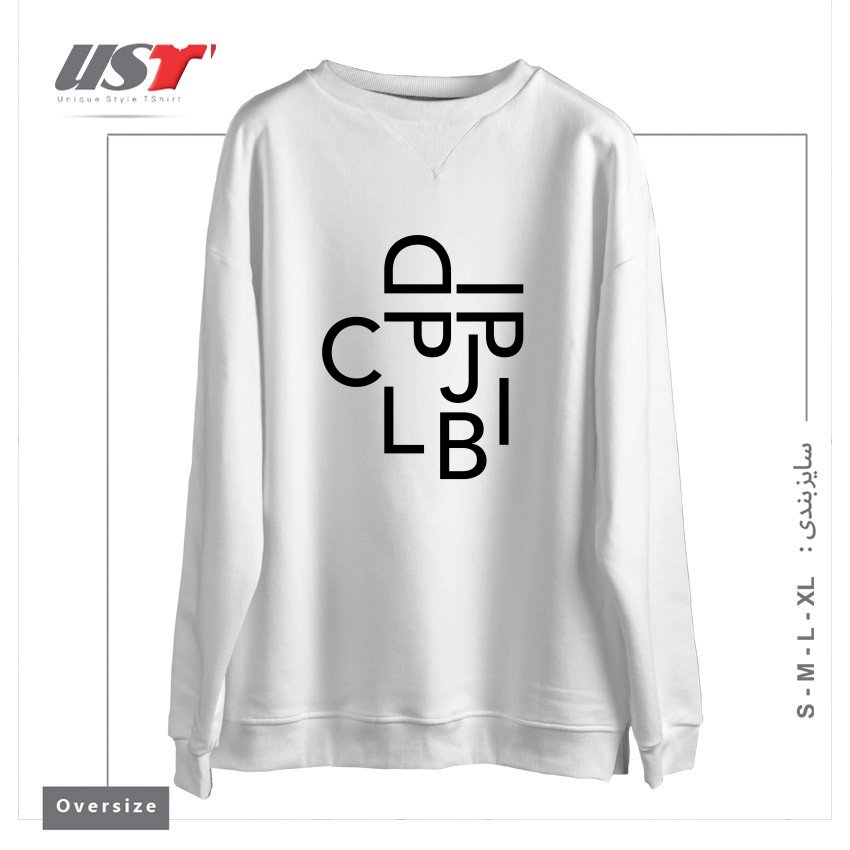 طرح TYPE FACE سوییشرت اورسایزرنگ سفید