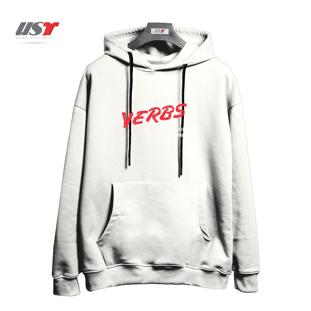 طرح VERBS هودی اورسایزرنگ سفید