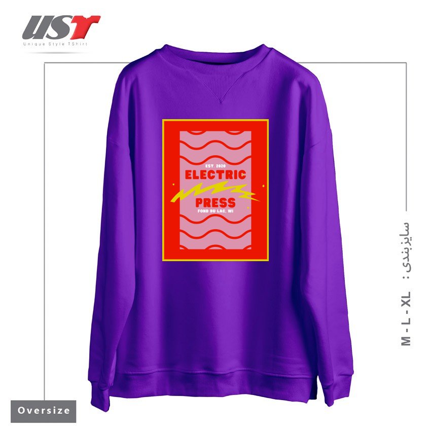 سوییشرت اورسایز طرح ELECTRIC PRESS WAVE