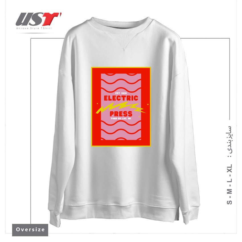 سوییشرت اورسایز طرح ELECTRIC PRESS WAVE
