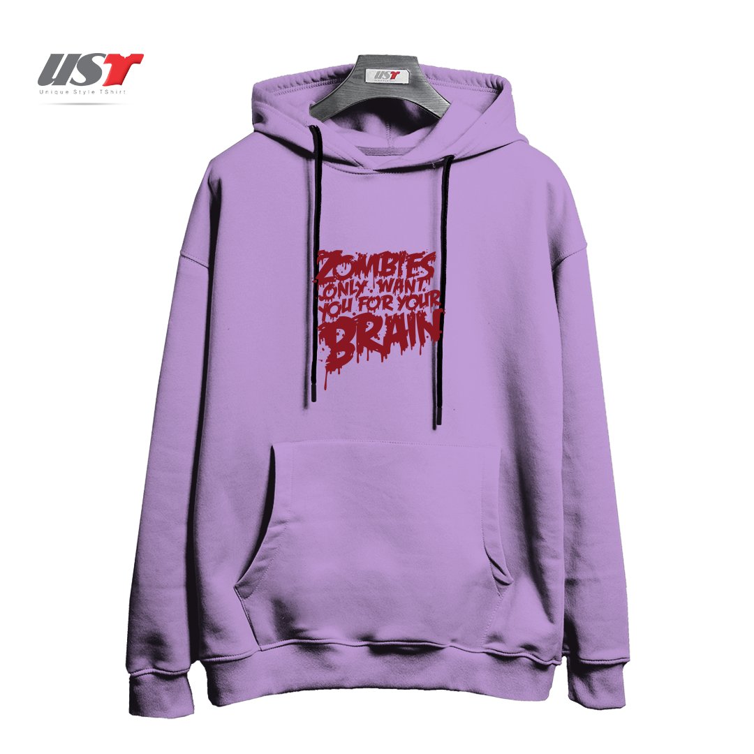 طرح ZOMBIES ONLY WANT YOU FOR YOUR BRAIN هودی اورسایزرنگ یاسی