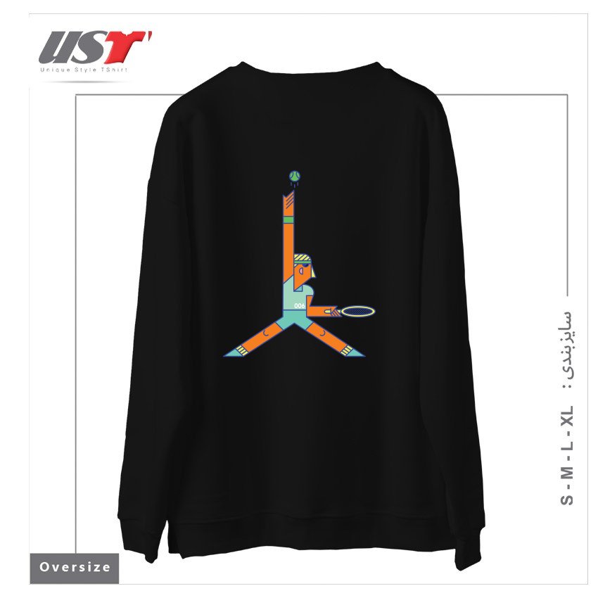 طرح 006A سوییشرت اورسایزرنگ مشکی