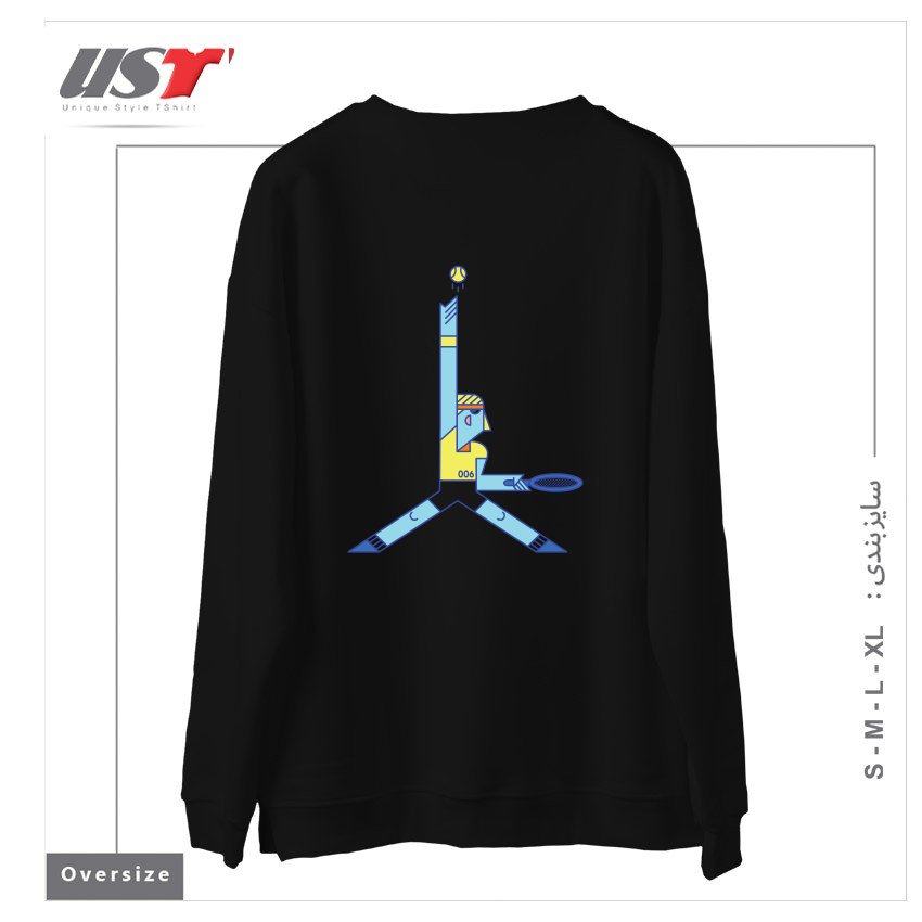 طرح 006E سوییشرت اورسایزرنگ مشکی