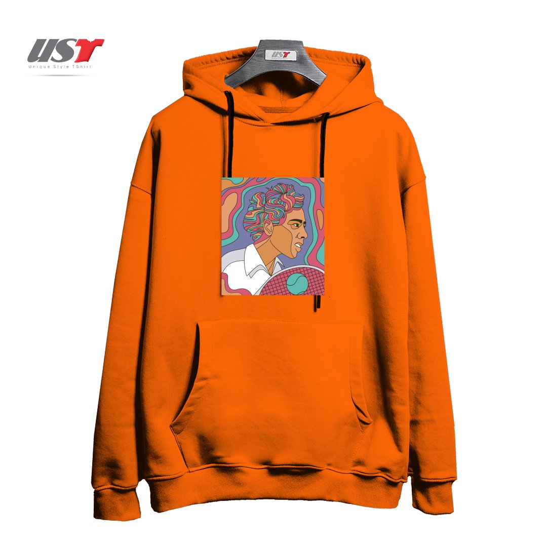 طرح ALTHEA GIBSON هودی اورسایزرنگ نارنجی