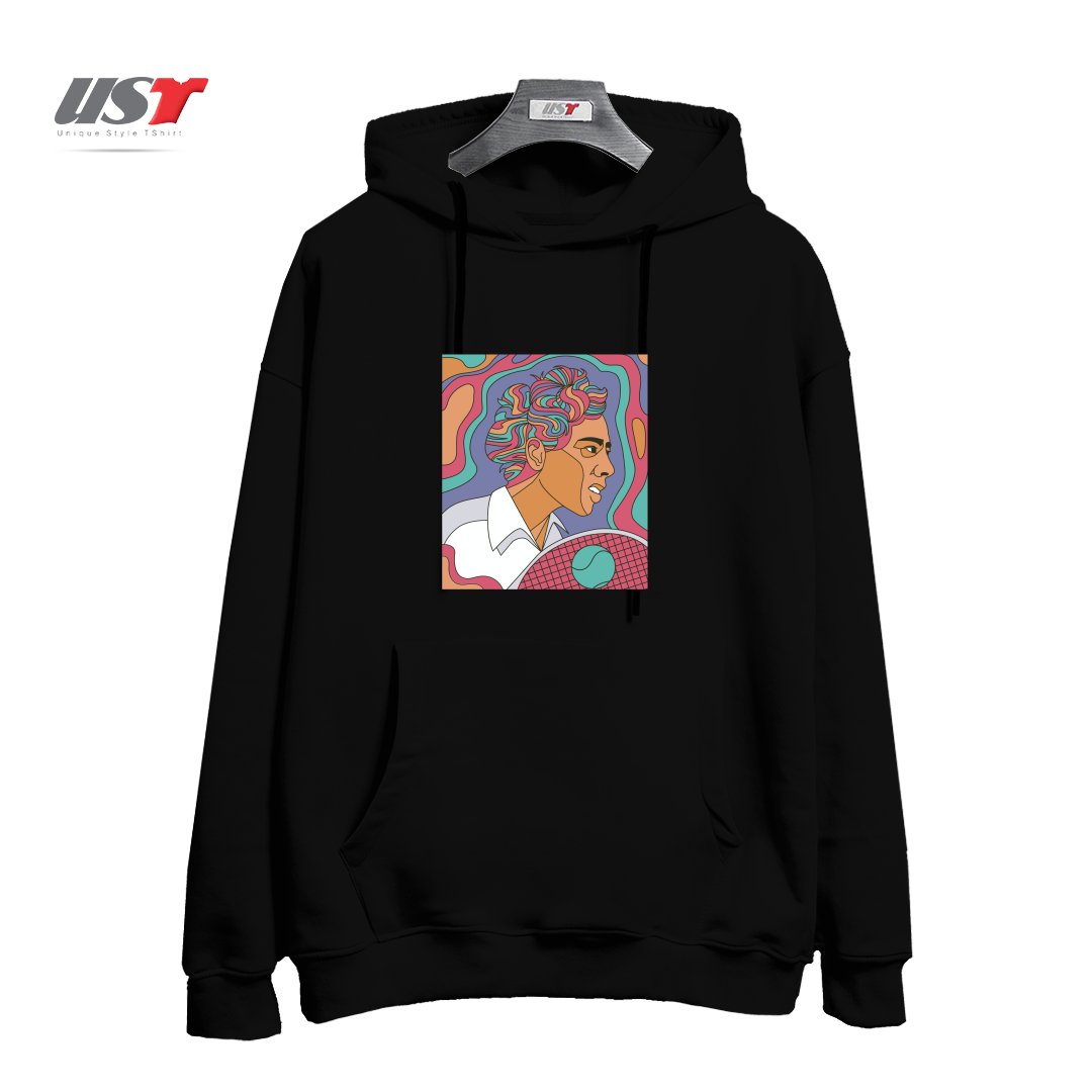 طرح ALTHEA GIBSON هودی اورسایزرنگ مشکی