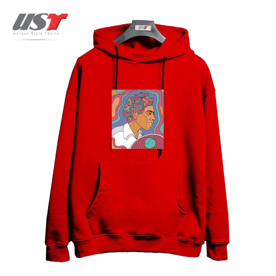 طرح ALTHEA GIBSON هودی اورسایزرنگ قرمز