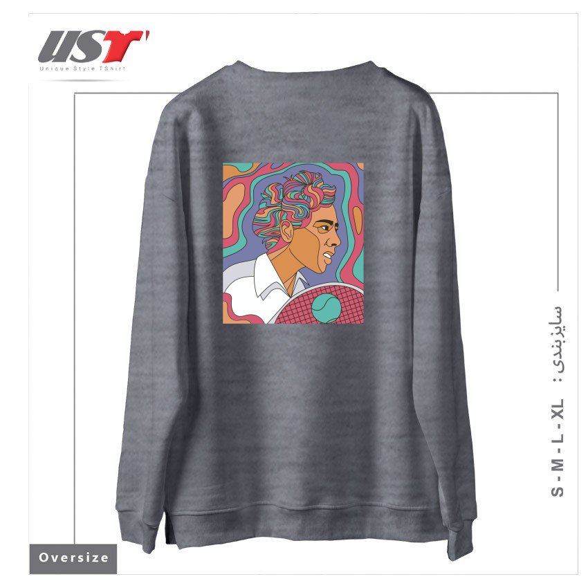 طرح ALTHEA GIBSON سوییشرت اورسایزرنگ طوسی ملانژ