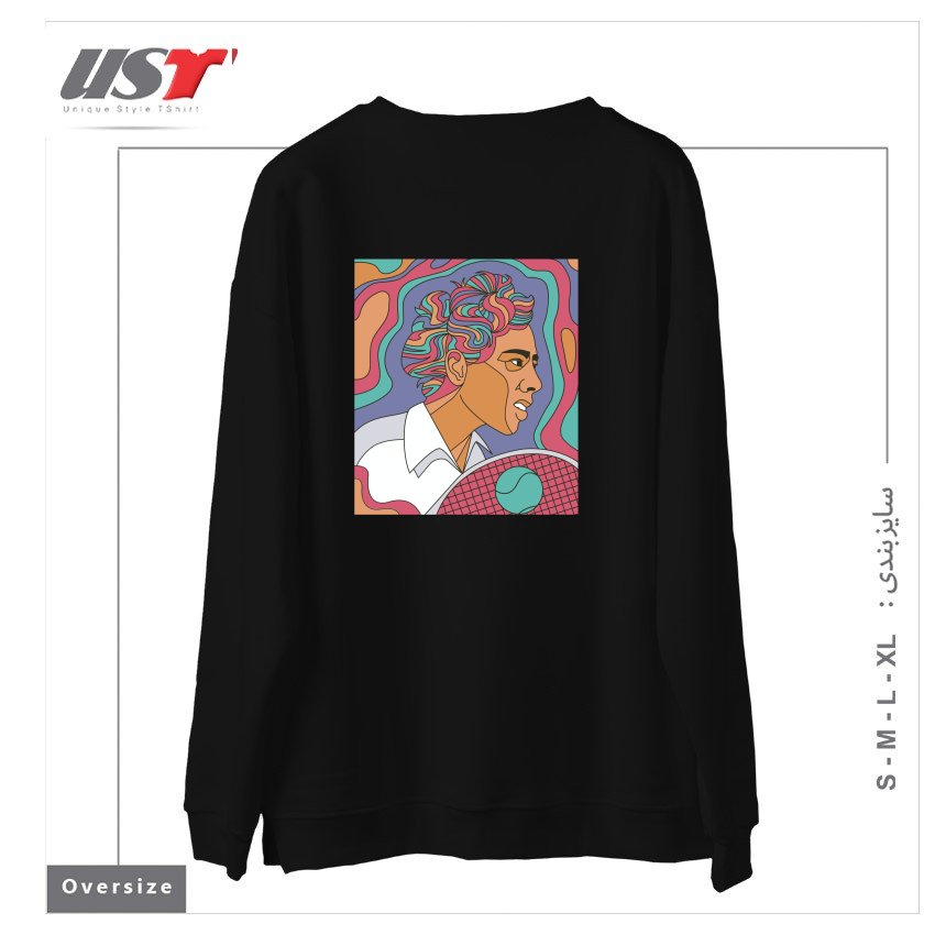 طرح ALTHEA GIBSON سوییشرت اورسایزرنگ مشکی