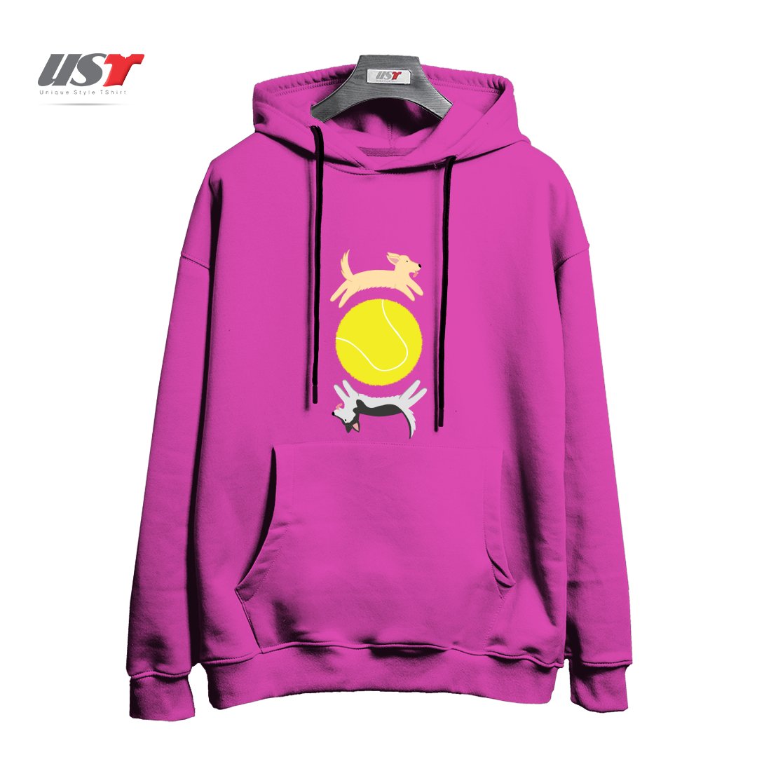 طرح BALL IS LIFE هودی اورسایزرنگ صورتی