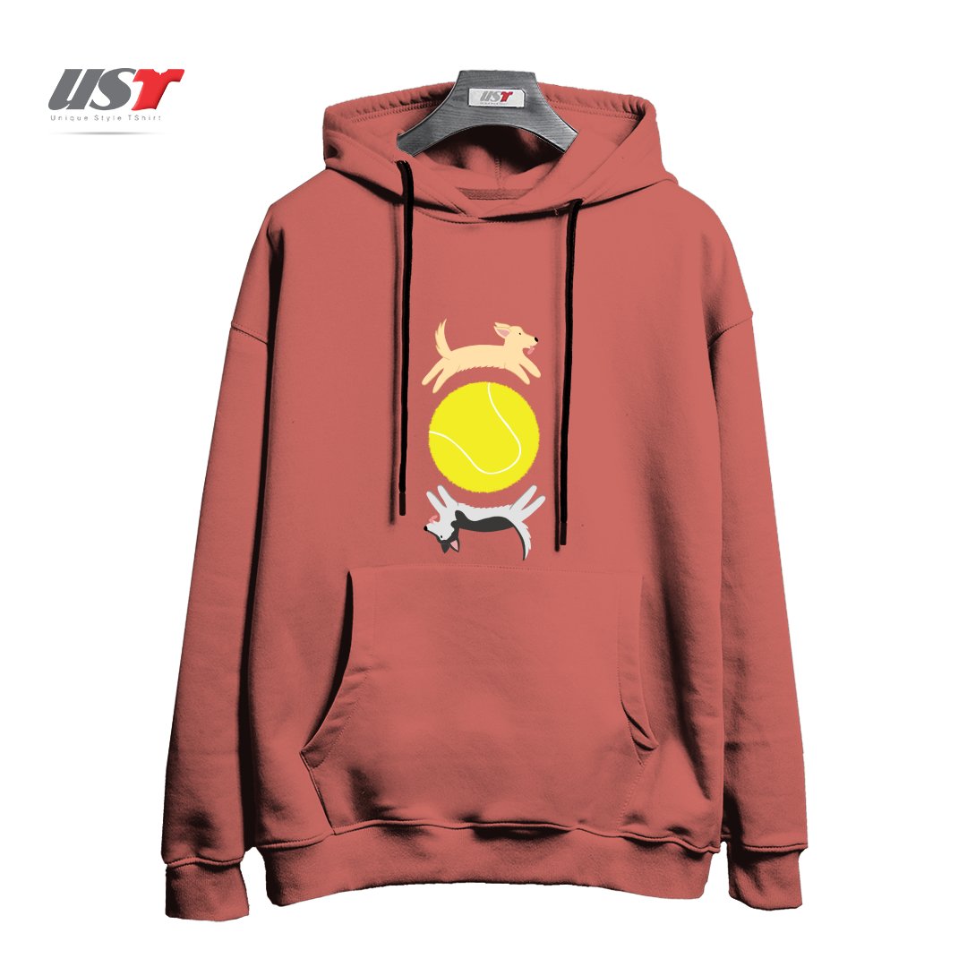 طرح BALL IS LIFE هودی اورسایزرنگ آجری