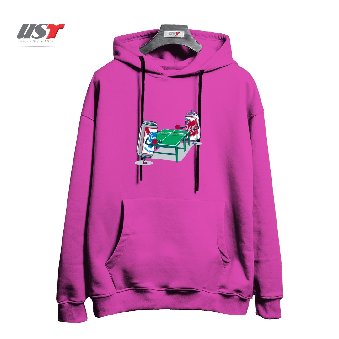 طرح BEER PONG هودی اورسایزرنگ صورتی