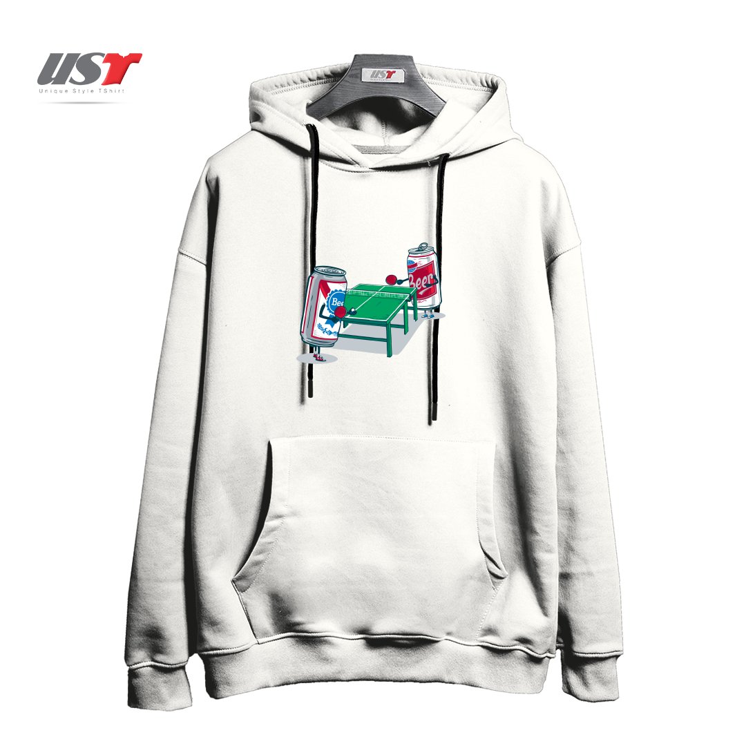 طرح BEER PONG هودی اورسایزرنگ سفید
