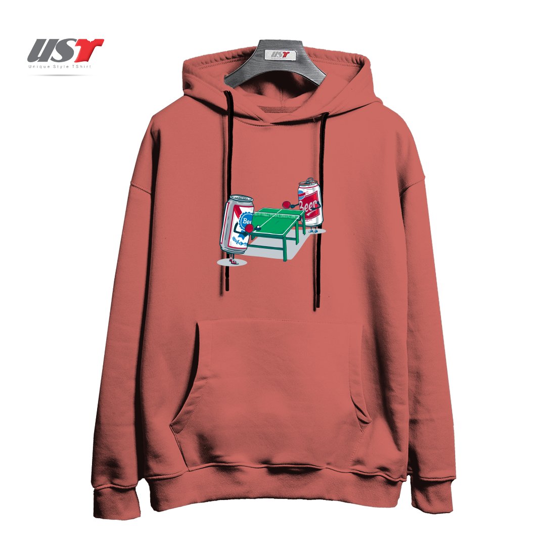 طرح BEER PONG هودی اورسایزرنگ آجری