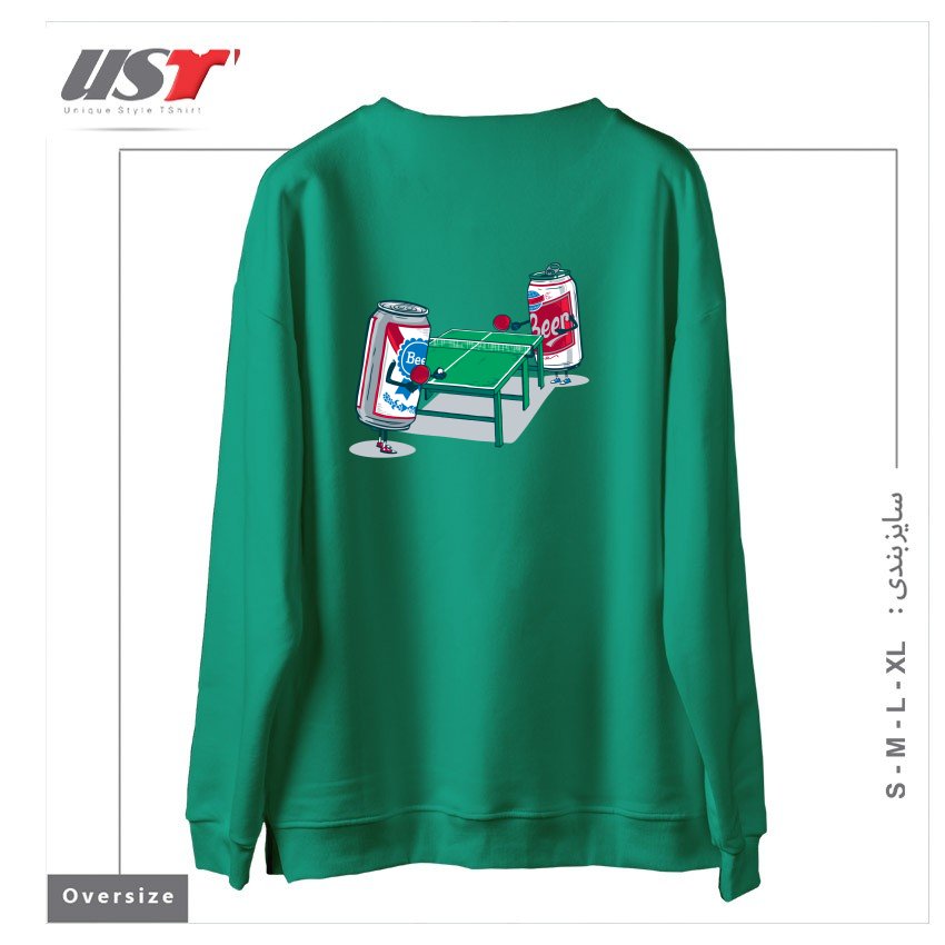 طرح BEER PONG سوییشرت اورسایزرنگ سبز سدری
