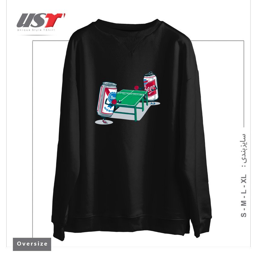 طرح BEER PONG سوییشرت اورسایزرنگ مشکی