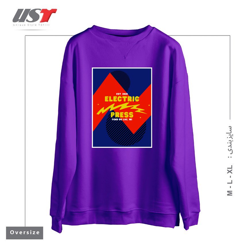 سوییشرت اورسایز طرح ELECTRIC PRESS ZAG